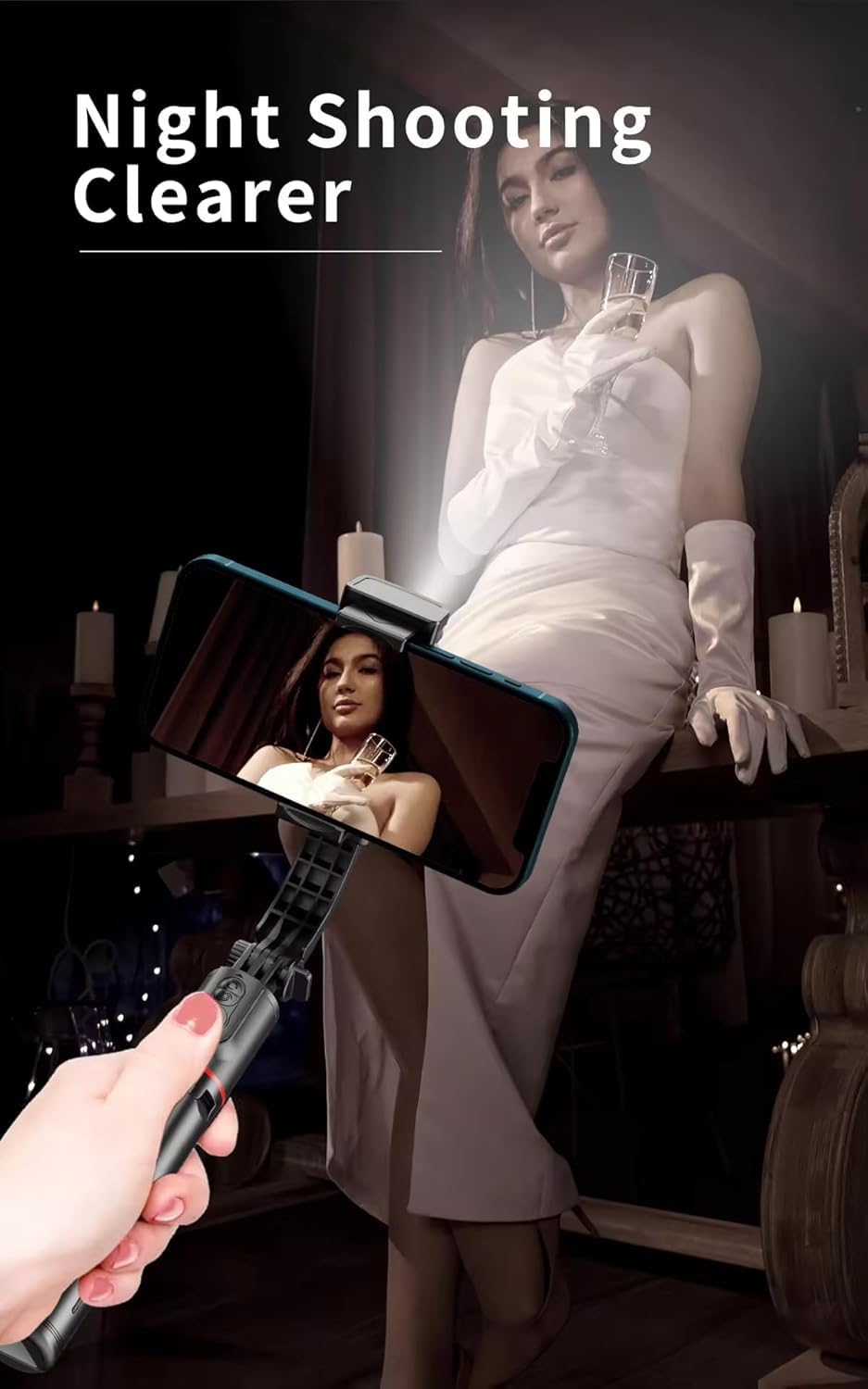 L19S Mobile Gimbal Stabilizer With Wireless Remote, Extendable Selfie Stick And Tripod, 360 Auto Rotation, Auto Balance For Vlog And Anti Shaking For Live Videos (Pack Of 1),Black