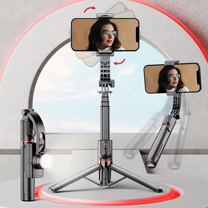 L19S Mobile Gimbal Stabilizer With Wireless Remote, Extendable Selfie Stick And Tripod, 360 Auto Rotation, Auto Balance For Vlog And Anti Shaking For Live Videos (Pack Of 1),Black