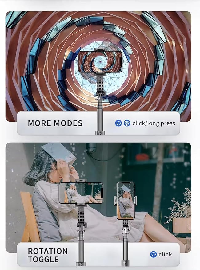 L19S Mobile Gimbal Stabilizer With Wireless Remote, Extendable Selfie Stick And Tripod, 360 Auto Rotation, Auto Balance For Vlog And Anti Shaking For Live Videos (Pack Of 1),Black